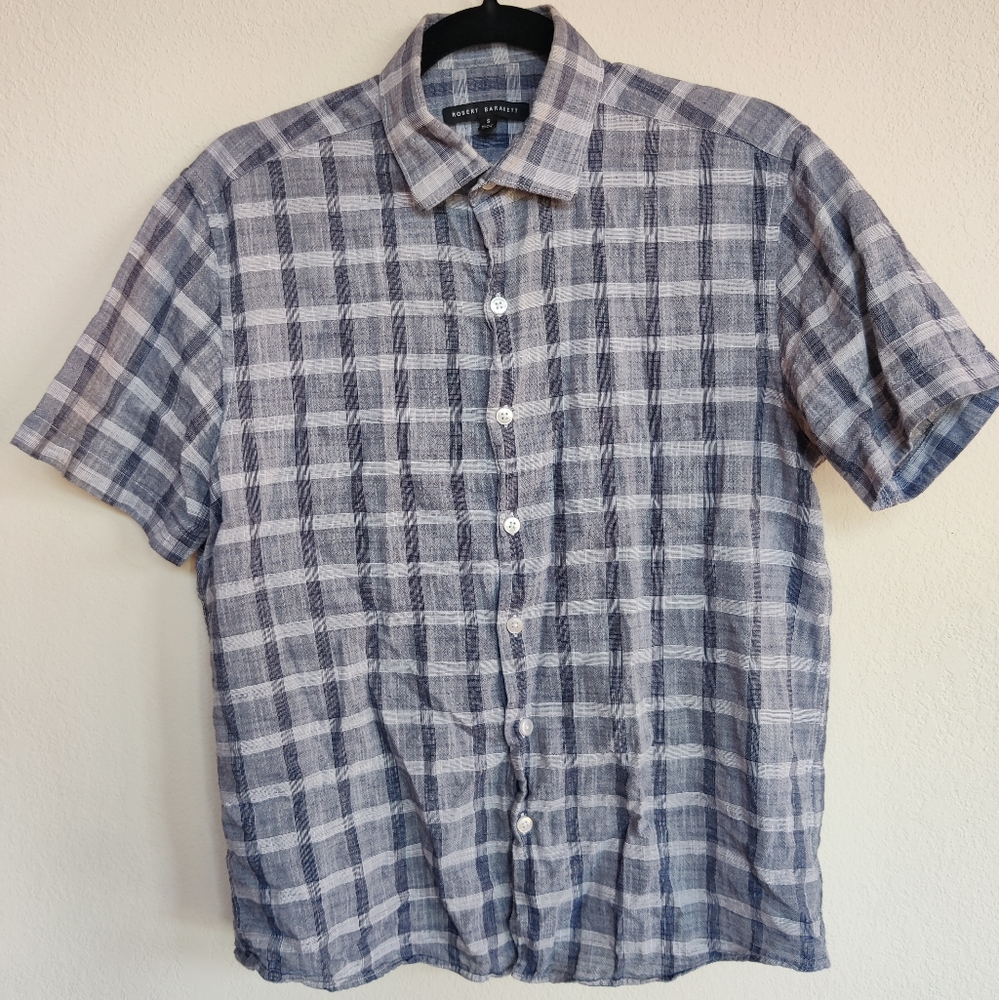 Men's Robert Barraket Button Down Shirt Gray Plaid